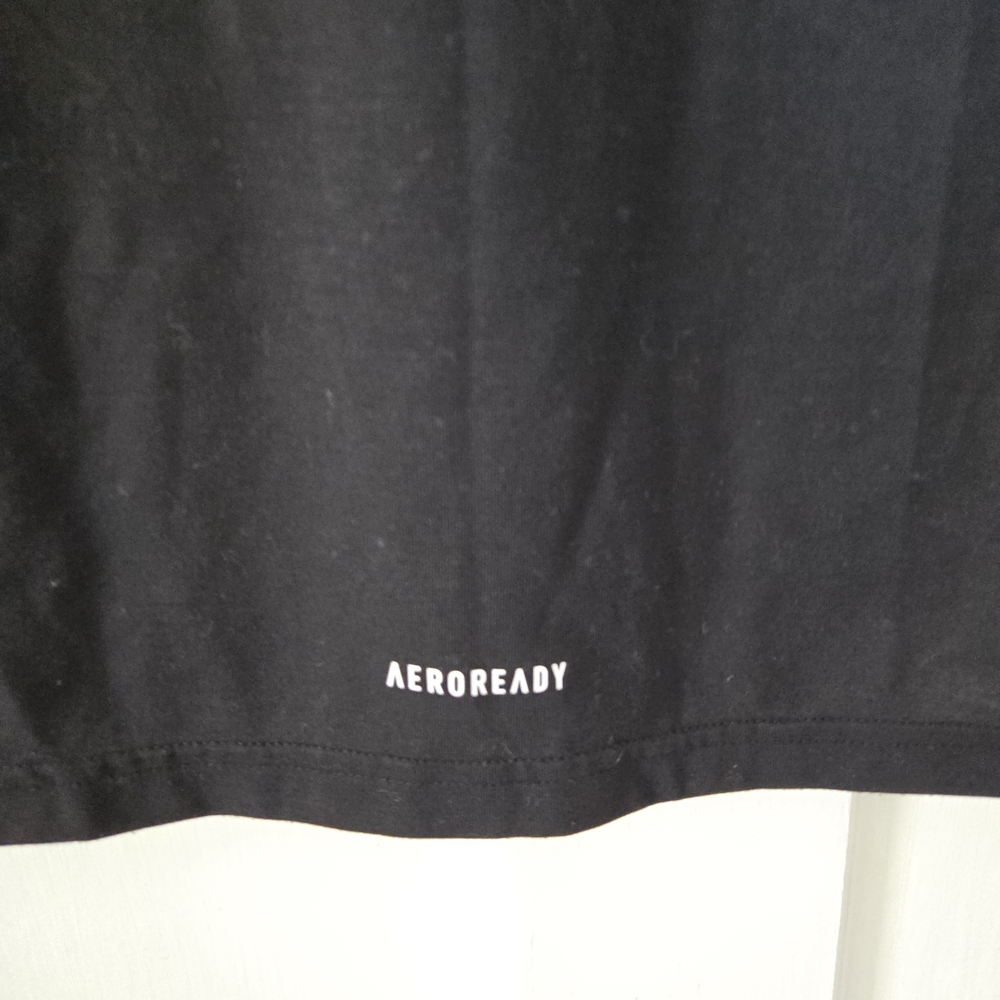 adidas Black Short Sleeve Crewneck Tee with White Logo - Picture 5 of 5